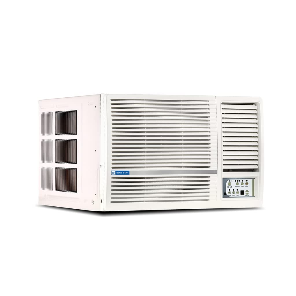 Blue Star 1.5 Ton 3 Star Fixed Speed Window AC (Copper, Turbo Cool, Fan Modes-Auto/High/Medium/Low, Hydrophilic Blue Fins, Dust Filters, Self-Diagnosis, 2024 Model, WFD318L, White)