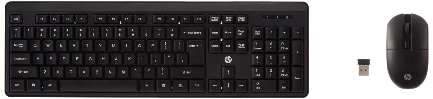 HP CS10 Wireless Keyboard Mouse Combo/2.4 GHz Wireless Connection/Ergonomic Design/Energy and Electricity Saving/Plug and Play, Intelligent Dormancy/Drop Key Cap/ 1600 dpi/Black (7YA13PA)