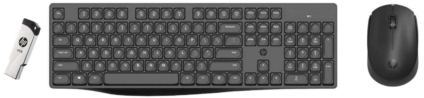 HP CS10 Wireless Keyboard Mouse Combo/2.4 GHz Wireless Connection/Ergonomic Design/Energy and Electricity Saving/Plug and Play, Intelligent Dormancy/Drop Key Cap/ 1600 dpi/Black (7YA13PA)