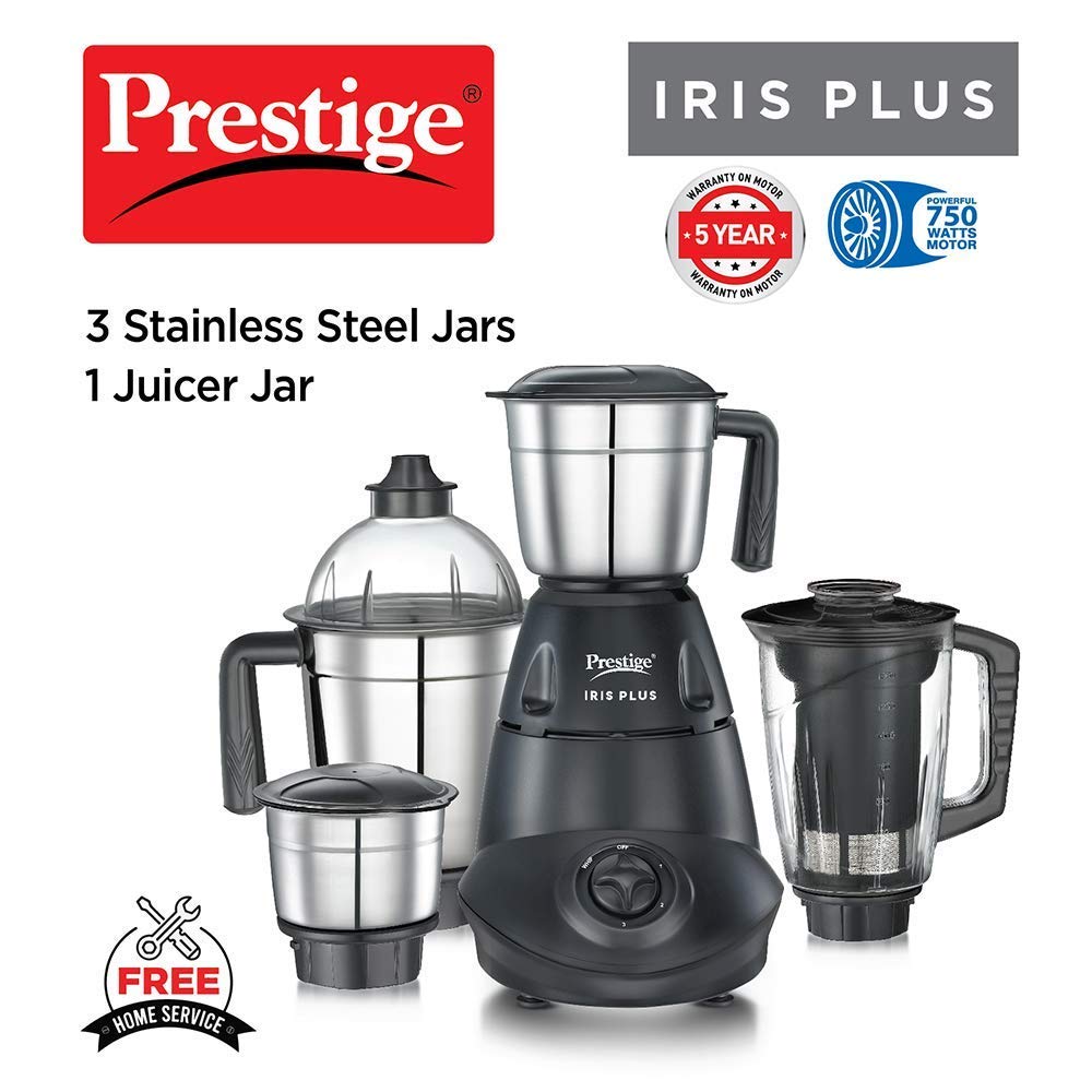 Prestige IRIS Plus 750 watt mixer grinder, Black