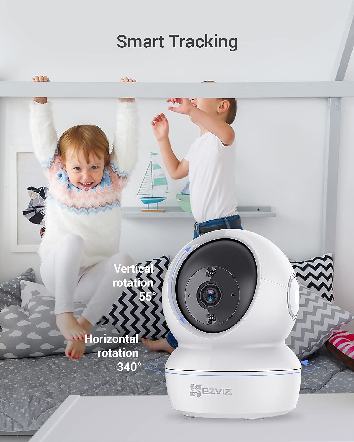 EZVIZ by Hikvision|C1C-B WiFi Indoor Home Smart Security Camera| 2 Way Talk 1080p Full HDl Privacy Protection| Night Vision| Motion Detection| BuiltIn MicroSD Card Upto 256GB | Alexa & Google, White