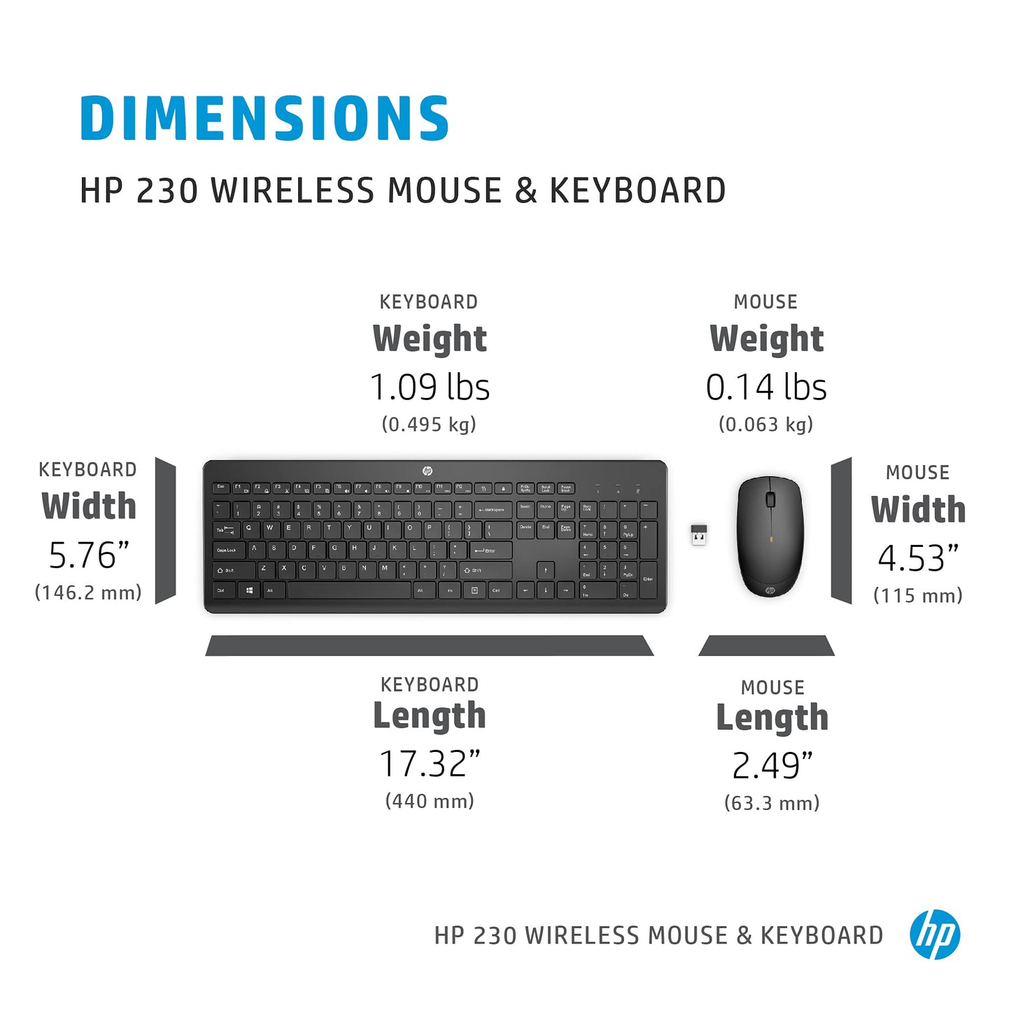 HP CS10 Wireless Keyboard Mouse Combo/2.4 GHz Wireless Connection/Ergonomic Design/Energy and Electricity Saving/Plug and Play, Intelligent Dormancy/Drop Key Cap/ 1600 dpi/Black (7YA13PA)