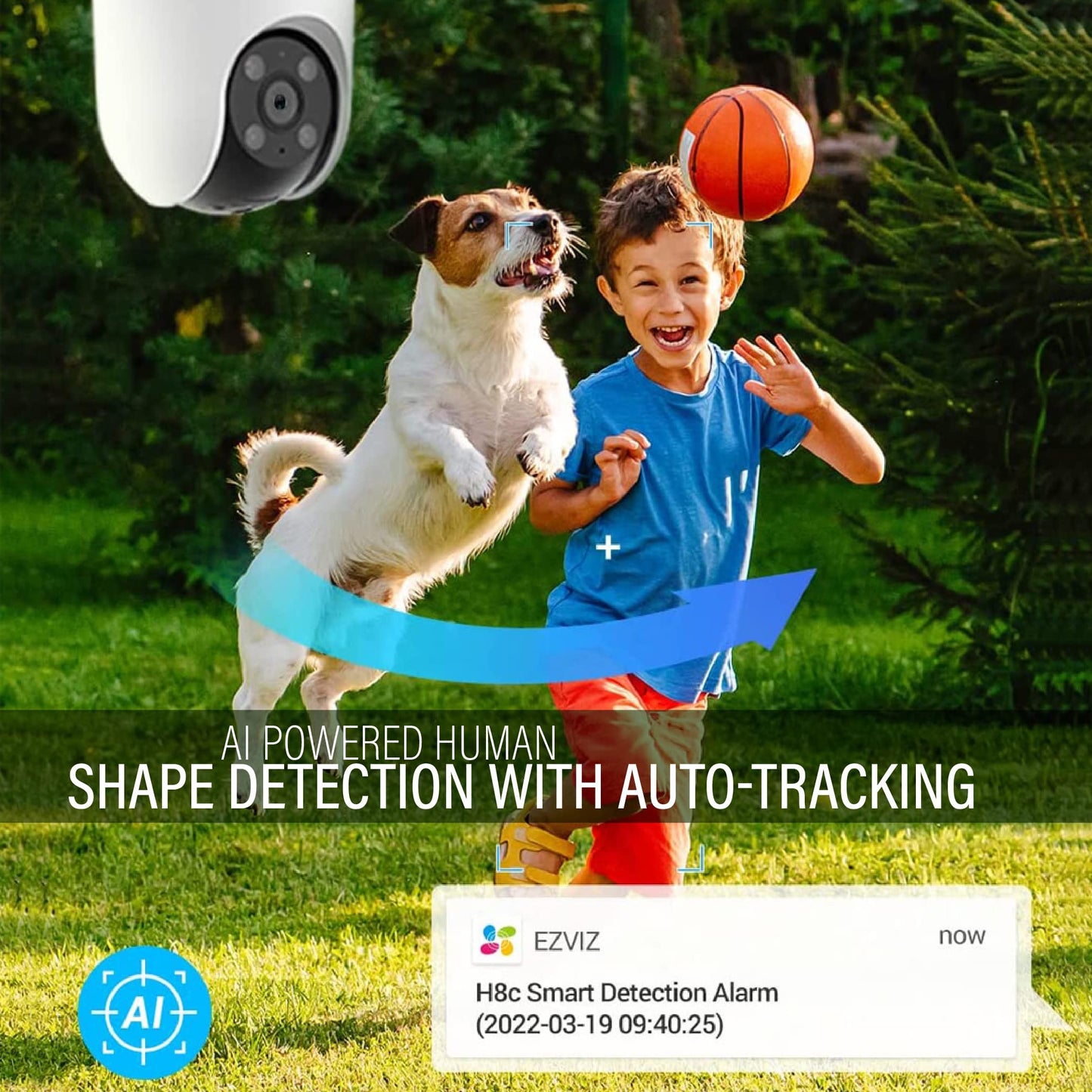 Ezviz by Hikvision H8 Pro Pan & Tilt Wi-Fi Camera|2K Resolution|360° Coverage|Auto-Tracking|Color Night Vision|Two-Way Talk|Weatherproof Design|Supports MicroSD Card¹(Up to 512 GB)|White